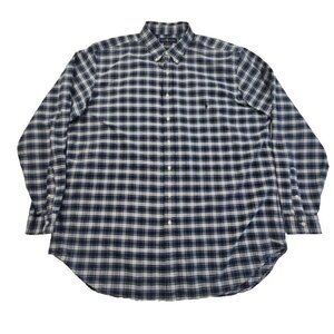 Ralph Lauren Flannel Shirt Men's 2XLT Button Down Classic Fit Green Plaid EUC LN